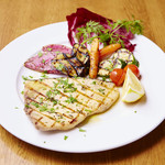 Charcoal grilled swordfish with herbs