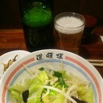 中華めん処 道頓堀 - ハートランドビールに温野菜