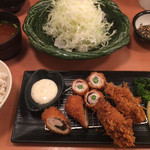 新宿さぼてん - カキフライと巻きかつ定食 ¥1,460