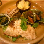 オモヤキッチン - 本日の日替わり¥750のメイン「サバの塩焼きおろしポン酢」2016.1.20