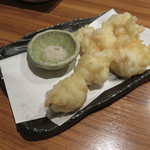 食と和酒の店 暁 - 白子の天ぷら、藻塩で1