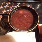 白玉ぜんざいと塩昆布アップ