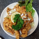 竹林坊 - 鶏もも肉の唐揚げレモンソースＳ税別610円／28年1月撮影