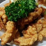 竹林坊 - 鶏もも肉の唐揚げレモンソースＳ税別610円／28年1月撮影