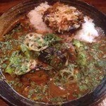 カレーノトリコ - サバ味噌カレーあいがけ+野菜