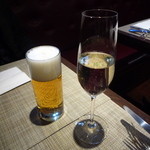 月夕堂 - 2016.1グラススパークリング880円　生ビール(プレミアムモルツ)650円