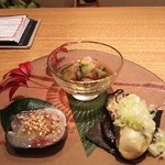 鮓や 大東 - (2016.01)　サバとガリの巻物、茶ぶりなまこ、牡蠣ほおば焼き（？）