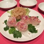 弘喜樓 - 前菜はクラゲと鯛のお造り＼(^o^)／