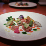 cucina Wada - 2016年1月再訪：海の幸 盛り合わせ(カジキ・いたや貝・えび・真珠貝)☆