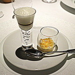 レフェルヴェソンス - Botan-ebi crevette, oursin, chou fleur / mandarine, bière（2016.Jan)