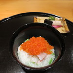 日本料理 幸庵 - 車海老のお粥にトビコ