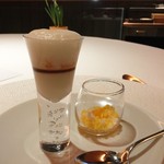 レフェルヴェソンス - （2016/1昼）ぼたん海老、雲丹、カリフラワー／みかん、ビール