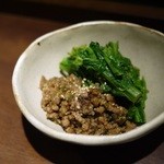 圭 - 菜の花おひたしとふきのとう肉味噌は温と冷との贅沢コラボ♪