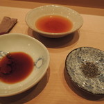 鮨 とかみ - 竹塩　ポン酢　醤油