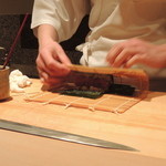 鮨 とかみ -  鮪突先の手巻き寿司