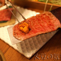 焼肉 433 - サーロインのウニ巻き