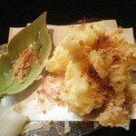 手打ちそば八轟 - 烏賊ゲソ天ぷら