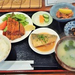 あらえびす - 2016年日替わり　ハーフロースカツ＆鯖の竜田揚げおろしポン酢かけ　唐揚げ追加