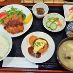 あらえびす - 2015年日替わり　ハーフロースカツ＆カニコロ　ピクルス追加