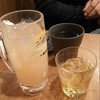 串かつ でんがな - ドリンク写真:(上)芋焼酎 (右)梅酒ロック (左)ピンクグレープフルーツチューハイ