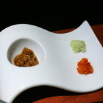 鉄板焼ばらもんや - 出雲むらさきもろみ麹　　七山村赤七味　静岡山葵