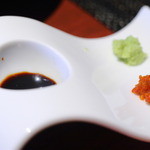 鉄板焼ばらもんや - 出雲むらさき・七山村の赤七味・静岡山葵