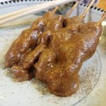 おでん 高砂 - コチラも高砂名物の『どて焼き』。4本～の注文ですが、甘めの味噌だれとたっぷりの胡椒の相性は抜群。お酒が進みます♡