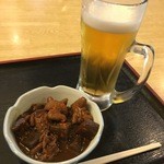 季の邸 鍋田川 - もつ煮とビール　201601