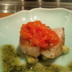 鉄板焼 徳吉 - 「ホタテとアスパラ」のソテー