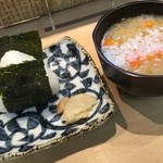 三代目 まる天 - おにぎり（梅）+ 味噌汁