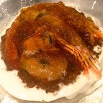 キュル・ド・サック - 看板料理！三陸産ホタテ、北海産生ウニ、赤エビのコンソメゼリーがけ