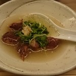 焼き鳥とワイン 萬鳥 - 砂ずり　鶏スープ餡かけ