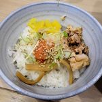 めん処羽鳥（ランチの三色丼のアップ）