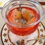 ビストロ ダイア - 赤海老の冷製　金時人参のムースと生うにアサリのジュレ