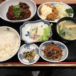 天神わっぱ定食堂 - 茄子味噌チキン南蛮定食とポテサラ