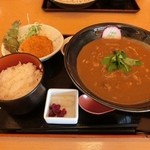 Oshokuji Dokoro Gochisouya - カレーうどん定食。　ボリュームあります。