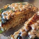 Okonomiyaki Horumon Yaki Taketori - 納豆トッピング