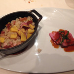 レストラン 間 - さつまいもご飯  南の島豚の塩釜焼き