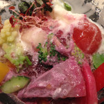 レストラン 間 - 野菜パフェを軽く混ぜました
