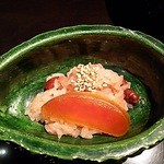 北新地 湯木 - 中はカラスミおこわです。おこわは薄味でカラスミの塩気でいただきます。