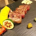 プラチナフィッシュ神谷町 TEPPANバル - 十勝 ハーブ牛サーロイン(ハーフ)1400円