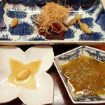 松川 - 新潟鴨、白髪ねぎ揚げ、ちょろぎ