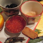 黒豆、いくら、かずのこ、からすみ