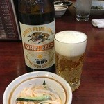 串のこたに - 大瓶+お通しは明太スパサラ