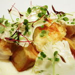 アビス - 白子とフォアグラのソテー カリフラワーのピューレ