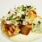 白子とフォアグラのソテー カリフラワーのピューレ