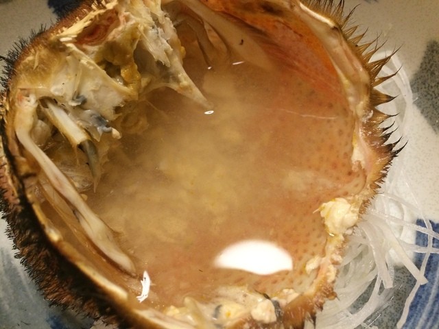 おが- 【2016年01月】活毛がに釜ゆで,甲罗酒,チョット浊った感じがい