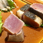 座屋 - お造り　本かつお、さわら、剣先いか