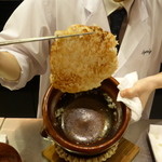 座屋 - ご飯　土佐ジロー、ぶりトロ焼き、塩、焦げ
      