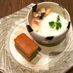 京都モダンテラス - プリンアラモード、きな粉のケーキ